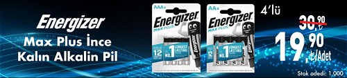 Energizer Max Plus İnce Kalın Alkalin Pil 4'lü image