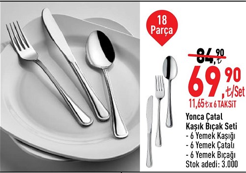 Yonca Çatal Bıçak Kaşık Seti 18 Parça image