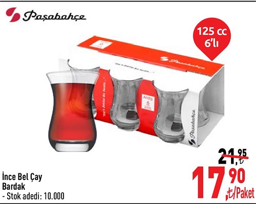 Paşabahçe İnce Bel Çay Bardak 125 cc 6'lı image