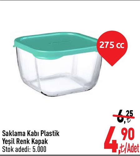 Saklama Kabı Plastik Yeşil Renk Kapak 275 cc image