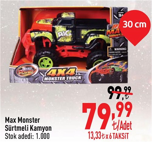 Max Monster Sürtmeli Kamyon 30 cm image