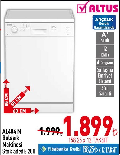 Altus AL404 M A+ Bulaşık Makinesi image