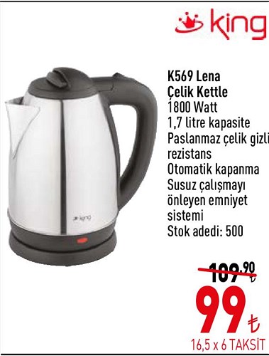 King K569 Lena Çelik Kettle 1800 W image