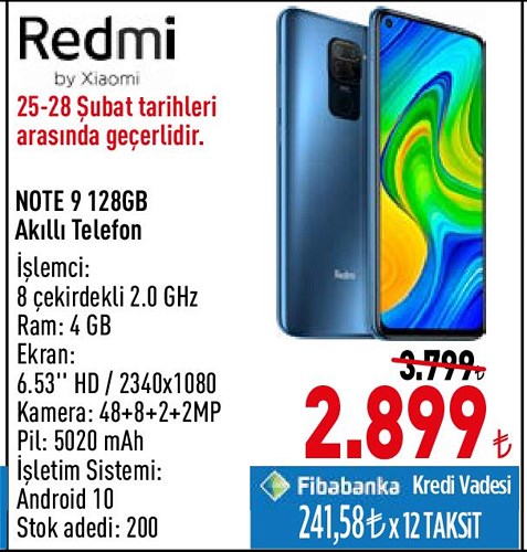 Xiaomi Redmi Note 9 128 GB Akıllı Telefon image