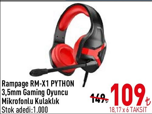 Rampage RM-X1 Python 3,5 mm Gaming Oyuncu Mikrofonlu Kulaklık image