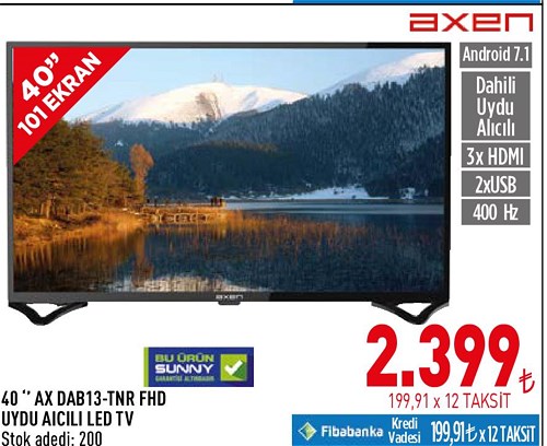 Axen AXDAB13-TNR-FHD 40" 101 Ekran Uydu Alıcılı Led Tv image