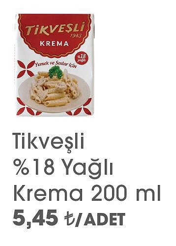 Tikveşli %18 Yağlı Krema 200 ml image