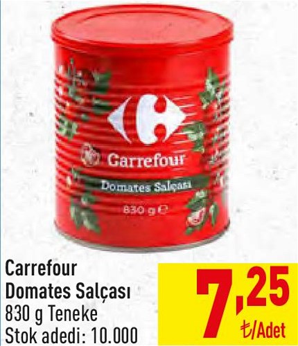 Carrefour Domates Salçası 830 g Teneke image