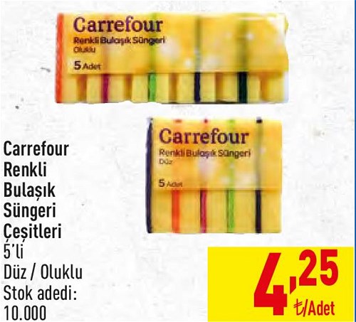 Carrefour Renkli Bulaşık Süngeri Çeşitleri 5'li image