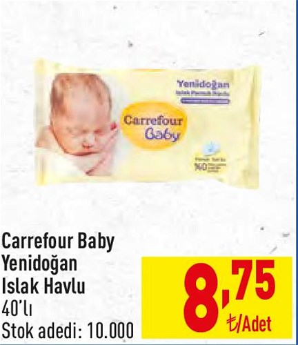 Carrefour Baby Yenidoğan Islak Havlu 40'lı image