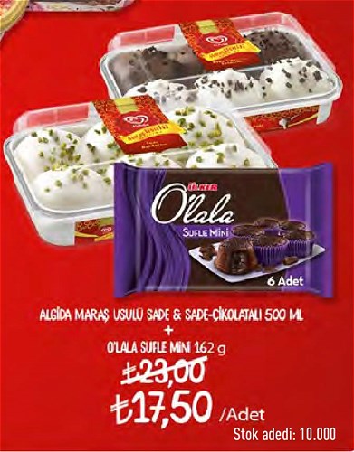 Algida Maraş Usulü Sade & Sade-Çikolatalı 500 Ml + Olala Sufle Mini 162 g image