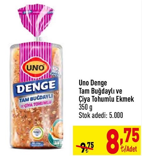 Uno Denge Tam Buğdaylı & Çiya Tohumlu Ekmek 350 g image