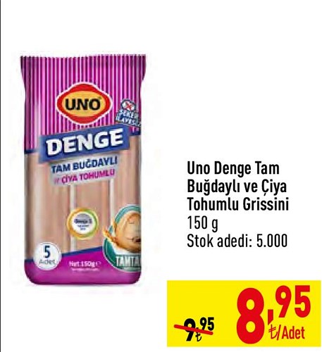 Uno Denge Tam Buğdaylı ve Çiya Tohumlu Grissini 150 g image