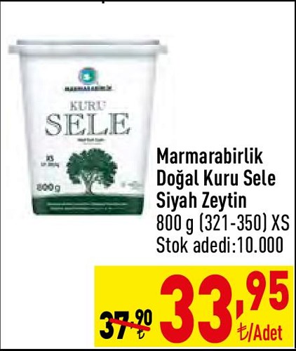 Marmarabirlik Doğal Kuru Sele Siyah Zeytin 800 g (321-350) XS image