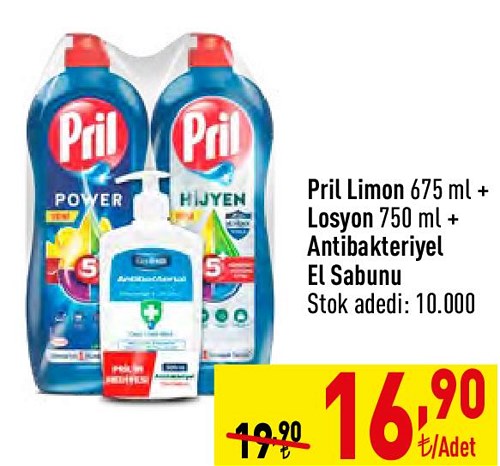 Pril Limon 675 ml + Losyon 750 ml + Antibakteriyel El Sabunu image