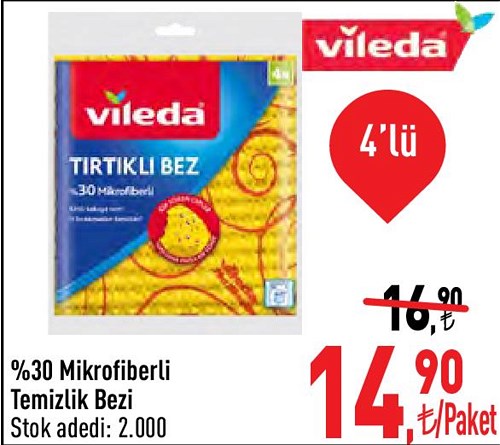 Vileda %30 Mikrofiber Temizlik Bezi 4'lü image