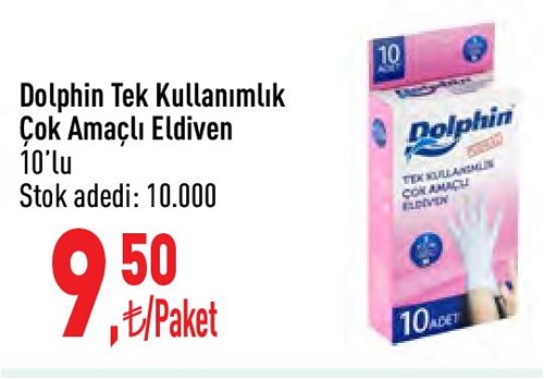 Dolphin Tek Kullanımlık Çok Amaçlı Eldiven 10'lu image