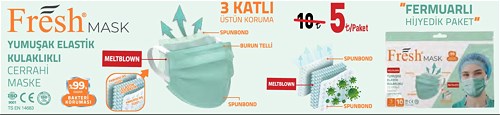 FreshMask Yumuşak Elastik Kulaklıklı Cerrahi Maske image