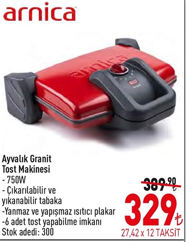 Arnica Ayvalık Granit Tost Makinesi 750 W image