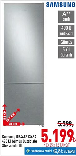 Samsung RB44TS134SA 490 LT Gümüş Buzdolabı image