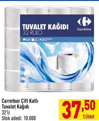 Carrefour Çift Katlı Tuvalet Kağıdı 32'li image