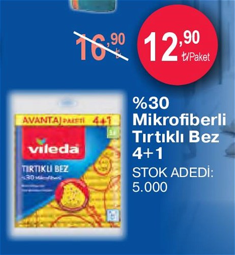 Vileda %30 Mikrofiberli Tırtıklı Bez 4+1 image