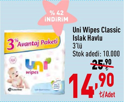 Uni Wipes Classic Islak Havlu 3'lü image