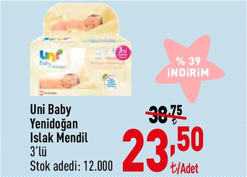 Uni Baby Yenidoğan Islak Mendil 3'lü image