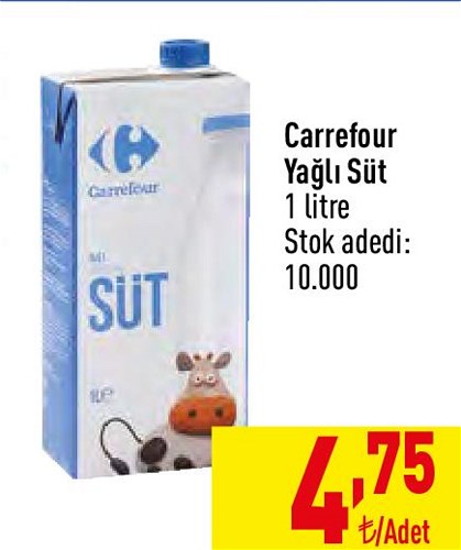 Carrefour Yağlı Süt 1 litre image