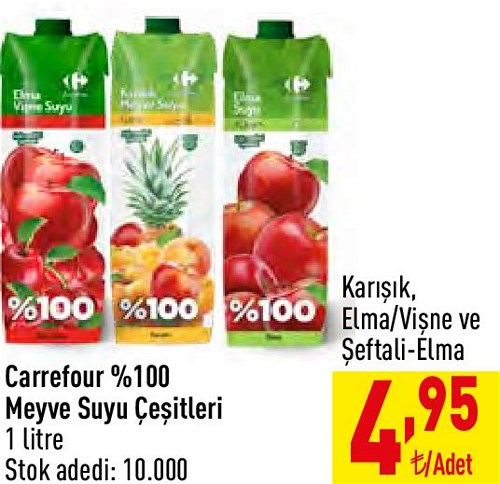 Carrefour %100 Meyve Suyu Çeşitleri 1 litre image