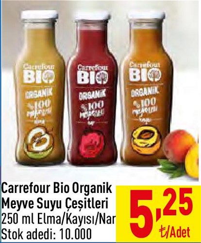 Carrefour Bio Organik Meyve Suyu Çeşitleri 250 ml image