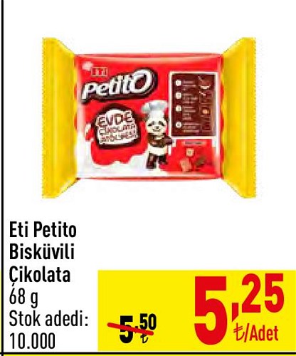 Eti Petito Bisküvili Çikolata 68 g image