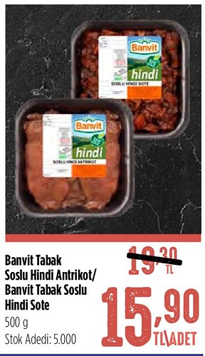 Banvit Tabak Soslu Hindi Antrikot/Banvit Tabak Sosis Hindi Sosis 500 g image