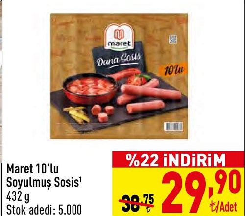 Maret 10'lu Soyulmuş Sosis 432 gr image