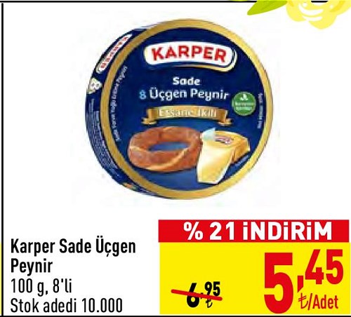 Karper Sade Üçgen Peynir 100 g 8'li image