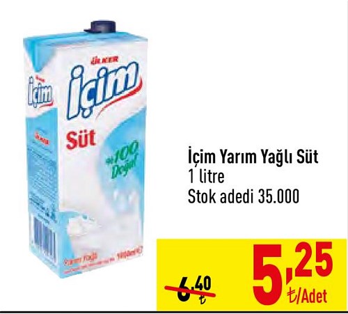 İçim Yarım Yağlı Süt 1 l image