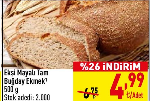 Ekşi Mayalı Tam Buğday Ekmek 500 g image