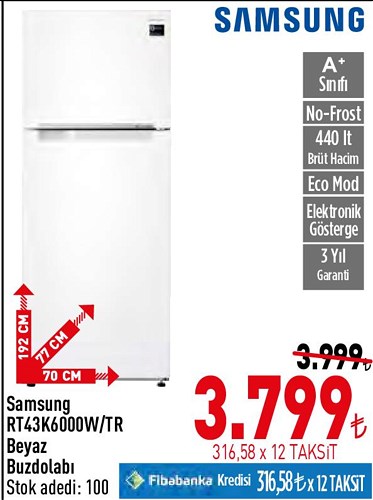 Samsung RT43K6000W/TR A+ Beyaz Buzdolabı image