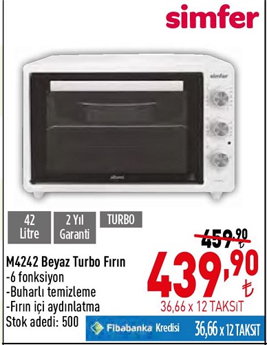 Simfer M4242 Beyaz Turbo Fırın image