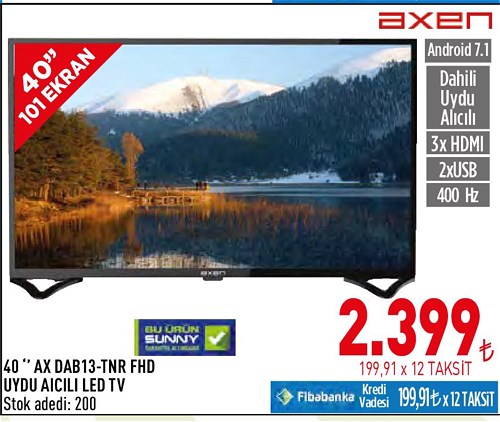 Axen 40" AXDAB13-TNR Fhd Uydu Alıcılı Led Tv image