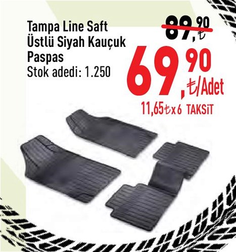 Tampa Line Saft Üstlü Siyah Kauçuk Paspas image