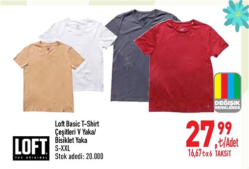 Loft Basic T-shirt Çeşitleri V-Yaka Bisiklet Yaka image