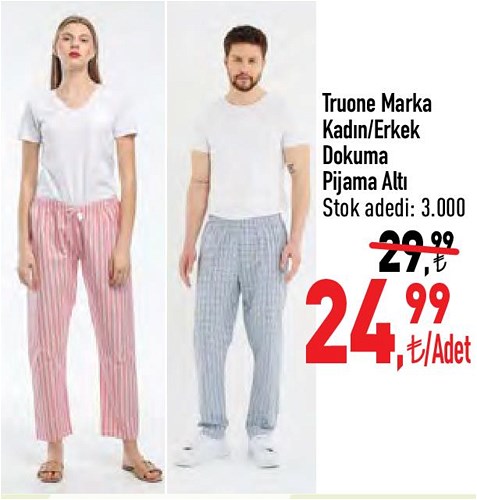 Truone Kadın/Erkek Dokuma Pijama Altı image