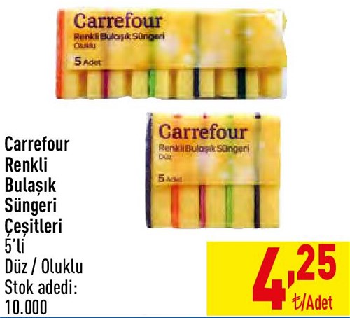 Carrefour Renkli Bulaşık Süngeri Çeşitleri 5'li image