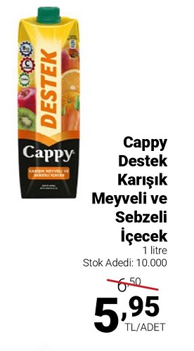 Cappy Destek Karışık Meyveli ve Sebzeli İçecek 1 l image