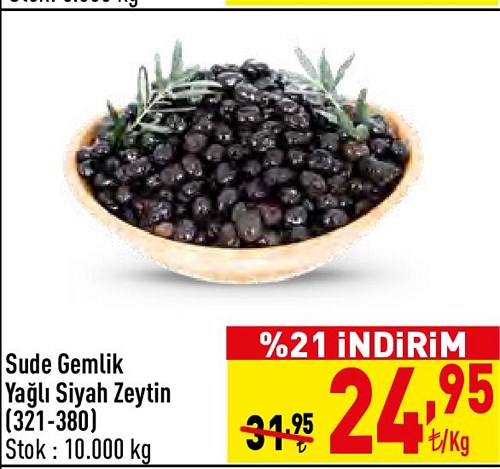 Sude Gemlik Yağlı Siyah Zeytin (321-380) kg image