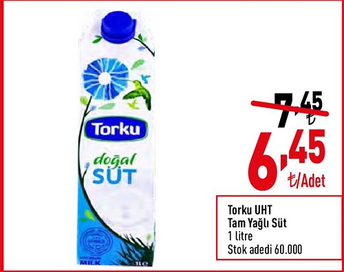 Torku Uht Tam Yağlı Süt 1 l image