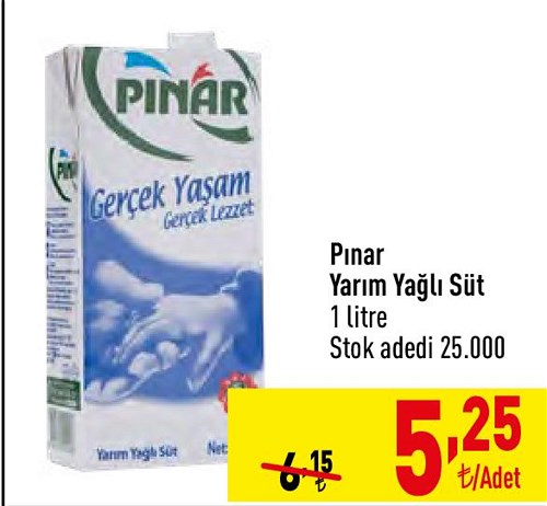 Pınar Yarım Yağlı Süt 1 l image