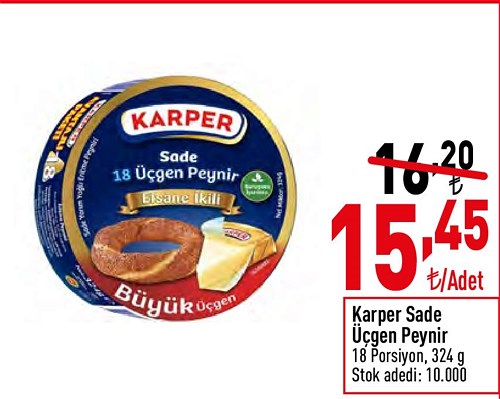 Karper Sade Üçgen Peynir 18 Porsiyon 324 g image