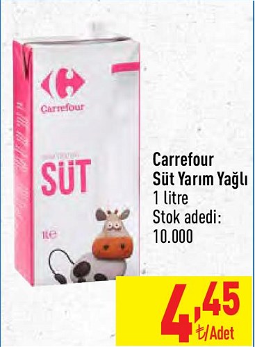 Carrefour Süt Yarım Yağlı 1 l image